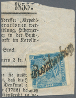 Österreich: 1851 Merkurkopf Zeitungsmarke 0,6 Kr Blau, Type II Mit Einzeiler "REICHENBURG" (Böhmen, - Cartas & Documentos
