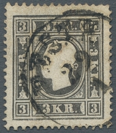 Österreich: 1858, "1 Kr. Grauschwarz, Type I B Mit PLF Buldoggenkopf", Frabfrischer Wert Mit Guter Z - Briefe U. Dokumente