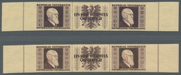 Österreich: 1946, "Renner Geschnitten Auf Japanpapier", Postfrische Waag. Dreierstreifen Mit Einmal - Briefe U. Dokumente