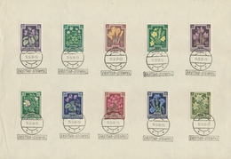 Österreich: 1948, Gebirgsblumen, Kompletter Satz 8 Werte Auf Blanko-A4-Blatt, Jeder Wert Einzeln Mit - Storia Postale