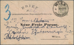 Österreich - Ganzsachen: 1890, 15 Kr Grau A. Rosa Rohrpostumschlag, Vs. Mit Privatem Adresszudruck " - Otros & Sin Clasificación