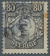 Schweden: 1918, "80 Öre Värnamo", Stamped And Color-fresh Value Of The Europe Rarity With Small Brow - Usati