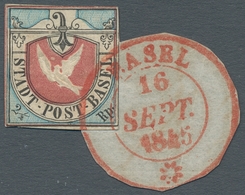 Schweiz - Basel: 1845, "Basler Taube Mit Plattenfehler Weißer Punkt über Taubenkopf", Farbtypischer - 1843-1852 Federal & Cantonal Stamps