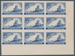 Ungarn: 1930 (approx.), Two Blocks Of Nine As Test Prints For The Machine Demonstration On Ungummed - Covers & Documents