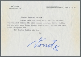 Autographen: "DÖNITZ", Handschriftliche Unterschrift Auf Einem DIN A5-Blatt Mit Gedrucktem Absenderv - Altri & Non Classificati