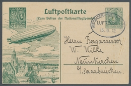 Zeppelinpost Deutschland: 1912 - Nationalflugspende Sonderfahrt, SFP 1 Mit Sonderstempel Wiesbaden G - Correo Aéreo & Zeppelin