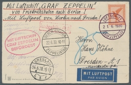 Zeppelinpost Deutschland: 1930, Berlin-Breslau, Bordstpl. 21.6., Via Berlin Stpl. Zeppelintag 22.6., - Posta Aerea & Zeppelin