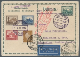 Zeppelinpost Deutschland: 1930, Graf Zeppelin, Sachsenfahrt, Frankierte GA Mit Zusatzfrankatur, U.a. - Posta Aerea & Zeppelin