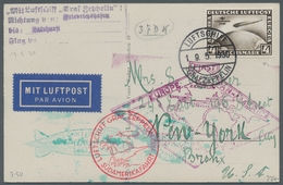 Zeppelinpost Deutschland: 1930-Südamerikafahrt Friedrichshafen Bis Lakehurst Mit Bordpoststepelentwe - Luft- Und Zeppelinpost