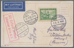 Zeppelinpost Deutschland: 1930, Ostpreussenfahrt, Bordpostkarte Bis Berlin, Mit 1 RM Rheinstein Fran - Airmail & Zeppelin