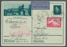 Zeppelinpost Deutschland: 1931, Polarfahrt, 456 Als Zusatzfrankatur Auf Bildpostkarte, Mit Polarfahr - Airmail & Zeppelin