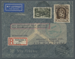 Zeppelinpost Deutschland: 1932, 2. Südamerikafahrt, Zuleitung SAARGEBIET, Ungewöhnlicher R-Bedarfsbr - Airmail & Zeppelin