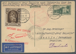 Zeppelinpost Deutschland: 1932, 8. Südamerikafahrt, Zuleitung SAARGEBIET Mit Berlin Anschlussflug Au - Airmail & Zeppelin