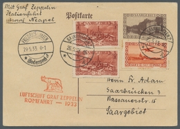 Zeppelinpost Deutschland: 1933, Rom-Fahrt, Zuleitung SAARGEBIET 26.5.33, Via Friedrichshafen 29.5., - Airmail & Zeppelin