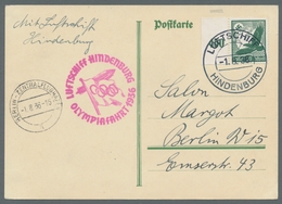 Zeppelinpost Deutschland: 1926, Olympiade-Fahrt, Flugpost 50 Pf. Grün, Randstück, Ef. Auf Postkarte - Airmail & Zeppelin