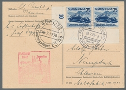 Zeppelinpost Deutschland: 1939, Fahrt N.Görlitz, 25 Pf. Automobil Als Waager. Unteres Eckrandpaar Au - Airmail & Zeppelin