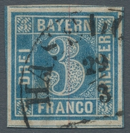 Bayern - Marken Und Briefe: 1849; 3 Kr. Blau In Type I Mit Schwarzem Halbkreis-Stempel "Hassloch 29/ - Altri & Non Classificati