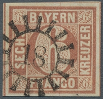 Bayern - Marken Und Briefe: 1849, 6 Kr Orangebraun In Type I, Sehr Sauberes Vollrandiges Kab.-Stück, - Altri & Non Classificati