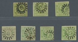 Bayern - Marken Und Briefe: 1950-62, "9 Kr. Quadratausgabe", 7 Gestempelte Und Geprüfte Werte Als St - Other & Unclassified
