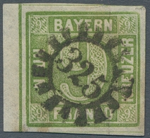 Bayern - Marken Und Briefe: 1852-62, "9 Kr. Gelbgrün", Drei Zentral Gestempelte Werte, Dabei Zwei Ra - Altri & Non Classificati