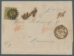 Bayern - Marken Und Briefe: 1852, 5 Kr. Gelbgrün Mit Plattenfehler IV Als EF Auf Charge-Brief Von La - Other & Unclassified