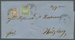 Bayern - Marken Und Briefe: 1868, "6 Kr. Ockerbraun" Mit 1 Kr. Grün Als Portorichtige MiF Auf Faltbr - Other & Unclassified