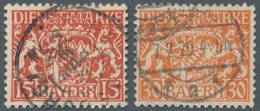 Bayern - Dienstmarken: 1916/18, 15Pf. Zinnober, 30Pf. Orange Beides In Besserer Papiersorte, Nr.27 E - Altri & Non Classificati