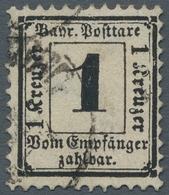 Bayern - Portomarken: 1871, "1 Kr. Wasserzeichen Enge Raute", Sauber Gestempelter Wert Mit Einem Ang - Sonstige & Ohne Zuordnung
