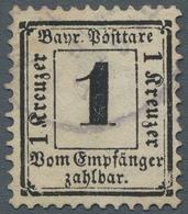 Bayern - Portomarken: 1871, "1 Kr. Mit Wasserzeichen Weite Rauten", Zart Gestempelter Wert Der Sehr - Sonstige & Ohne Zuordnung