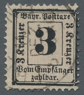 Bayern - Portomarken: 1870, "3 Kr. Mit Wasserzeichen Enge Raute", Sauber FREISING Gestempelter Wert - Other & Unclassified