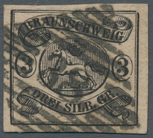 Braunschweig - Marken Und Briefe: 1853, "3 Sgr. Mattrosa Mit Abart Rechte Obere Bildecke Offen" Farb - Braunschweig