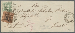 Thurn & Taxis - Marken Und Briefe: 1860; 1/4 Groschen Schwarz/dunkelorange Zusammen Mit 1/2 Groschen - Sonstige & Ohne Zuordnung