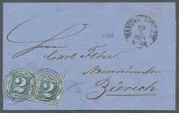 Thurn & Taxis - Marken Und Briefe: 1864, Thurn Und Taxis, 2 Sgr. Blau In Waagerechtem Paar, üblicher - Sonstige & Ohne Zuordnung