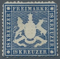 Württemberg - Marken Und Briefe: 1861, Wappen 18 Kr. Dunkelblau Eng Gezähnt, Dünnes Papier,ungebrauc - Altri & Non Classificati