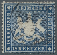 Württemberg - Marken Und Briefe: 1861, "18 Kr. Blau, Enge Zähnung", Farbfrischer Wert Mit Sauberem S - Altri & Non Classificati