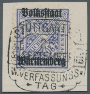 Württemberg - Marken Und Briefe: 1919, 20 Pf In Der Sehr Seltenen Farbe "mittelviolettultramarin", G - Otros & Sin Clasificación