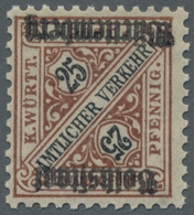 Württemberg - Marken Und Briefe: 1919, 25 Pf Braun Mit Kopfstehenden Aufdruck, Einwandfrei Postfrisc - Sonstige & Ohne Zuordnung