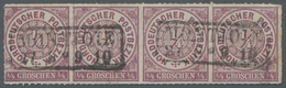 Norddeutscher Bund - Marken Und Briefe: 1868, 1/4 Gr. Braunviolett, Als 4er Streifen, 2x Sauber Gest - Sonstige & Ohne Zuordnung