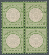 Deutsches Reich - Brustschild: 1872, "1/3 Gr. Großer Schild", Farbfrischer Viererblock Mit Guter Zäh - Cartas & Documentos
