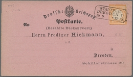 Deutsches Reich - Brustschild: 1872, 1/2 Gr. Orange Auf Ortspostkarte Dresden 18.9 (73) Mit Privaten - Storia Postale