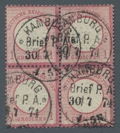 Deutsches Reich - Brustschild: 1872, "1 Gr. Karmin, Großer Schild, Gute Prägung Und Zähnung, 4 Stemp - Storia Postale