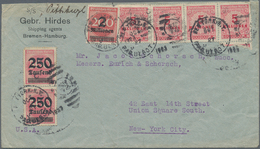 Deutsches Reich - Inflation: 1923, AUSLANDS SCHIFFSPOST In Die USA. 2 X 250T A.500M (Mi. 295), 2Mio - Used Stamps