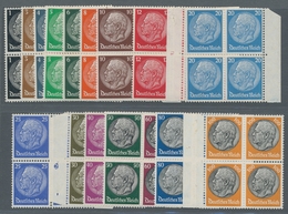 Deutsches Reich - 3. Reich: 1933, Hindenburg WZ 4, Viererblocksatz Postfrisch, Fast Alles Randstücke - Unused Stamps