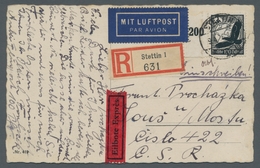Deutsches Reich - 3. Reich: 1934, Flugpost, 100 Pf Schwarz, Randstück, Als Einzelfrankatur Per Luftp - Unused Stamps