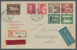 Deutsches Reich - 3. Reich: 1936, Braunes Band, 42 Pf Aus Block 4 Auf Luftpost- R- Eilbotenbrief Von - Unused Stamps