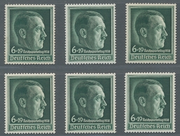 Deutsches Reich - 3. Reich: 1938, Reichsparteitag, 6 Mal Postfrisch Mit Waagerechter Gummiriffelung, - Unused Stamps