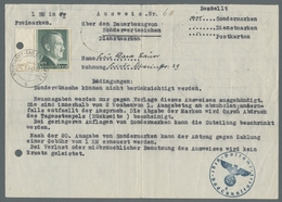 Deutsches Reich - 3. Reich: 1941, 1 RM Schwarzgrün, Randstück Gelocht, Als EF Auf Ausweis Für Den Da - Unused Stamps