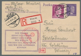 Deutsches Reich - 3. Reich: 1941,40 Pf. Hitler Als Zusatzfrankatur Auf Bedarfs-Einschreibe-GA, Mit D - Unused Stamps