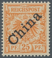 Deutsche Post In China: 1898, 25 Pf Orange, Diagonaler Aufdruck Mit Seltenen Plattenfehler "I" In Re - China (oficinas)