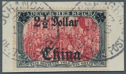 Deutsche Post In China: 1904, 5 M Type II Sauber Gestempelt Auf Briefstück, Gepr. Pfenninger U. Both - China (offices)